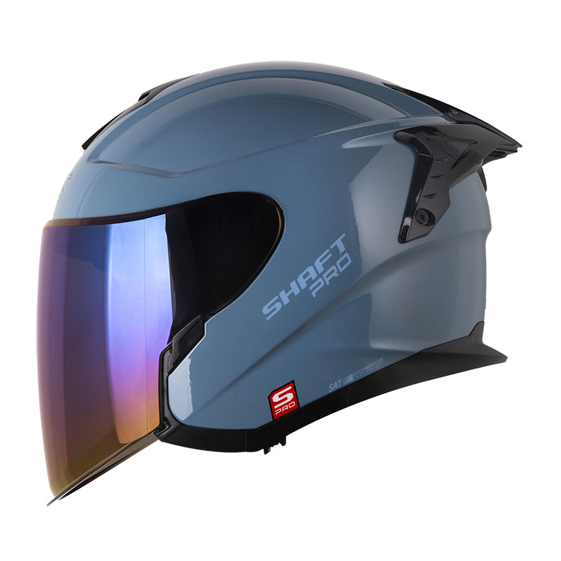 [184939] CASCO ABIERTO SHAFT PRO 240 DOBLE VISOR SOLID AZUL AZUL BRILLO VISOR IRIDIUM AZUL (S)