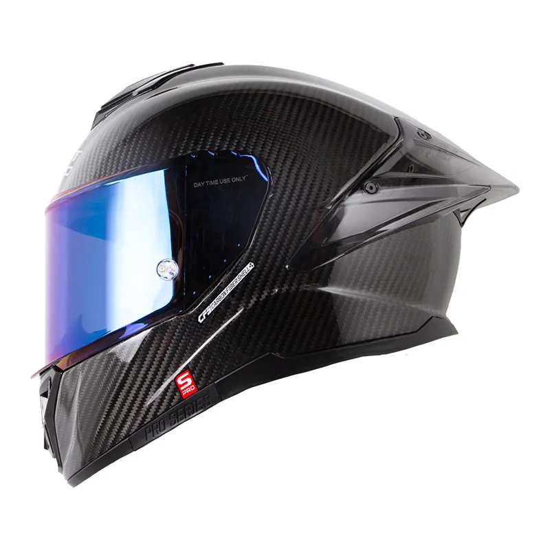 CASCO INTEGRAL SHAFT PRO 620 CARBON EVO 3K SOLID NEGRO SILVER BRILLO SPOILER NEGRO VISOR AZUL
