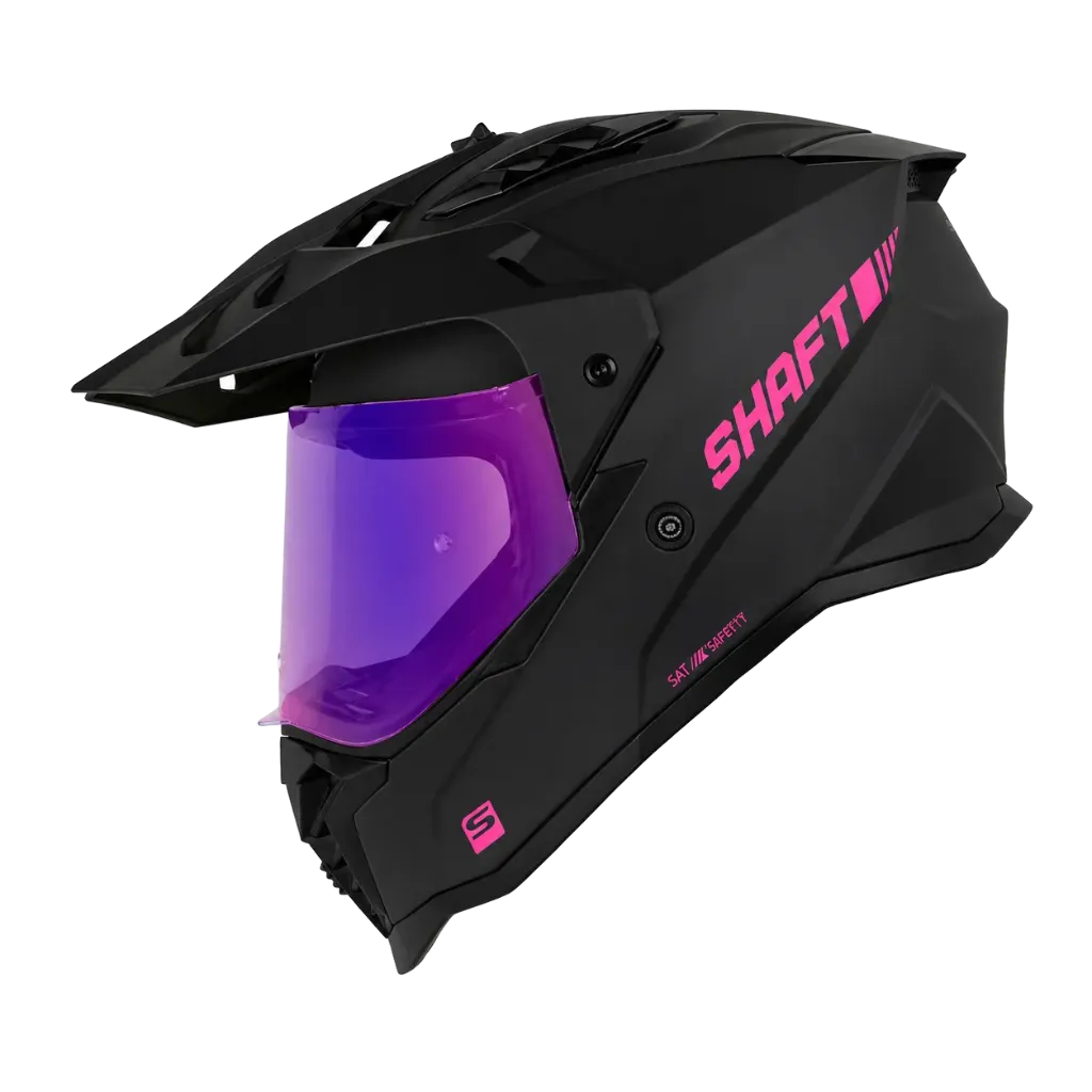 CASCO MULTIPROPOSITO SHAFT MX360 DOBLE VISOR SOLID NEGRO FUCSIA