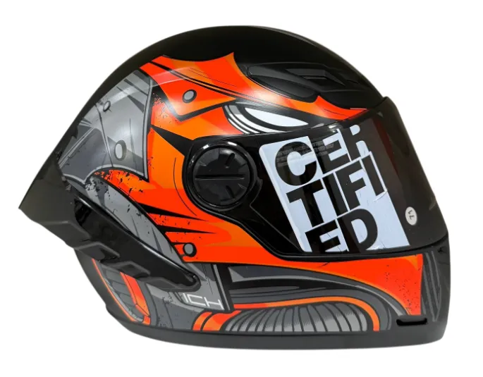 CASCO INTEGRAL ICH 501SP GEAR FORZE NEGRO GRIS NARANJA MATE VISOR NEGRO