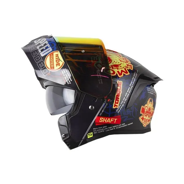 CASCO ABATIBLE SHAFT 3820SP TORQUE AZUL OSCURO ROJO BRILLO (S)