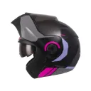 CASCO ABATIBLE ICH 3110 DOBLE VISOR KHAM NEGRO GRIS FUCSIA MORADO OSCURO  MATE VISOR NEGRO