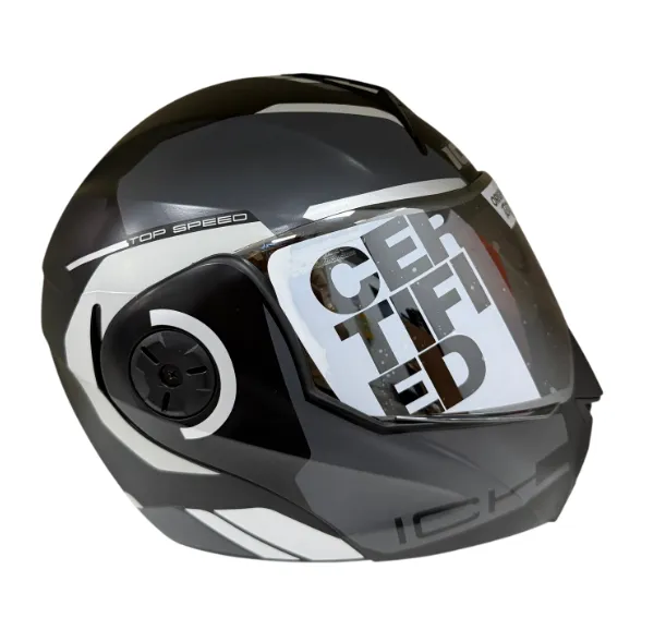 CASCO ABATIBLE ICH 3110 DOBLE VISOR KHAM NEGRO GRIS OSCURO VISOR SILVER