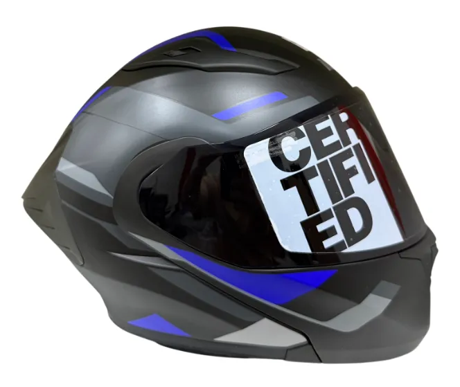 CASCO ABATIBLE ICH 3130 DOBLE VISOR ORIKA NEGRO GRIS OSCURO AZUL MATE VISOR NEGRO (S)