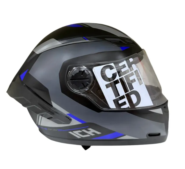 CASCO INTEGRAL ICH 501SP BRAZUK NEGRO GRIS OSCURO AZUL MATE VISOR TRANSPARENTE