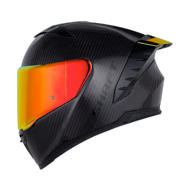 CASCO INTEGRAL SHAFT CARBONITE SOLID NEGRO CARBONO NEGRO BRILLO VISOR ROJO