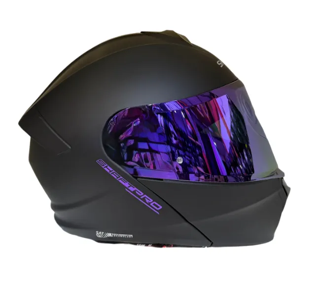 CASCO ABATIBLE SHAFT PRO 4000 EVO DOBLE VISOR SOLID NEGRO MORADO MATE 
