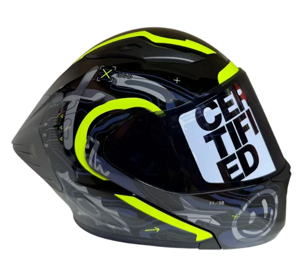 CASCO ABATIBLE ICH 3130 DOBLE VISOR SCALE NEGRO GRIS OSCURO AMARILLO BRILLO VISOR NEGRO