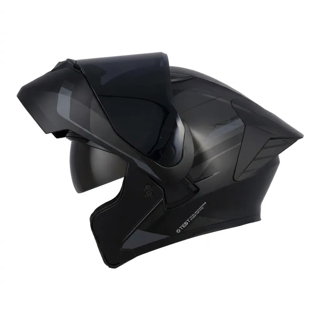 [209068] CASCO ABATIBLE ICH 3130 DOBLE VISOR ORIKA NEGRO GRIS OSCURO GRIS MATE VISOR NEGRO (S)