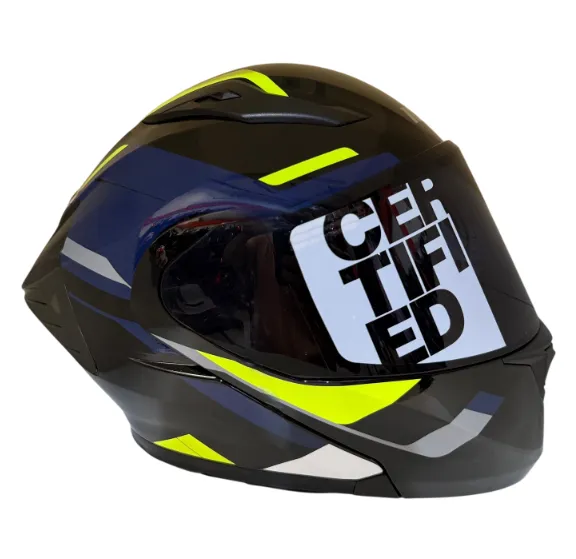CASCO ABATIBLE ICH 3130 DOBLE VISOR ORIKA NEGRO AZUL OSCURO AMARILLO NEON BRILLO VISOR NEGRO (S)