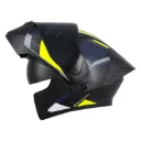 CASCO ABATIBLE ICH 3130 DOBLE VISOR ORIKA NEGRO AZUL OSCURO AMARILLO NEON MATE VISOR NEGRO