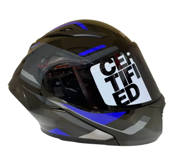 CASCO ABATIBLE ICH 3130 DOBLE VISOR ORIKA NEGRO GRIS OSCURO AZUL BRILLO VISOR NEGRO (S)