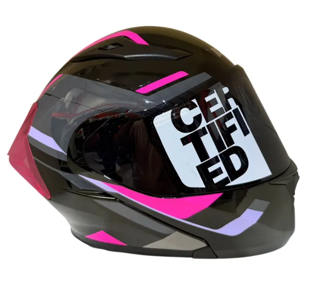 CASCO ABATIBLE ICH 3130 DOBLE VISOR ORIKA NEGRO GRIS OSCURO FUCSIA BRILLO VISOR NEGRO