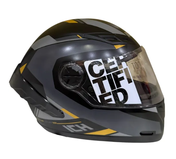 CASCO INTEGRAL ICH 501SP BRAZUK NEGRO GRIS OSCURO DORADO MATE VISOR TRANSPARENTE