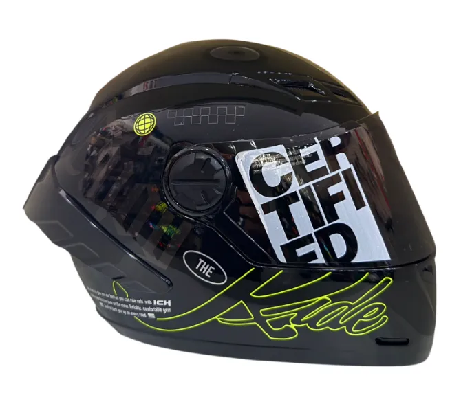 CASCO INTEGRAL ICH 501SP CAPTION NEGRO GRIS OSCURO AMARILLO BRILLO VISOR NEGRO
