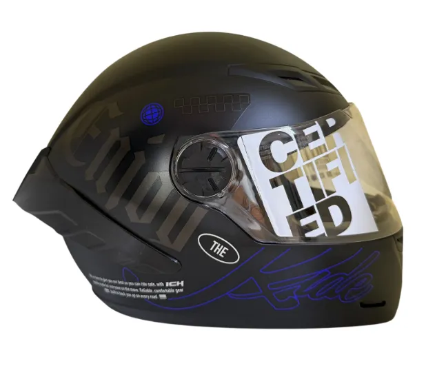 CASCO INTEGRAL ICH 501SP CAPTION NEGRO GRIS OSCURO AZUL MATE VISOR TRANSPARENTE
