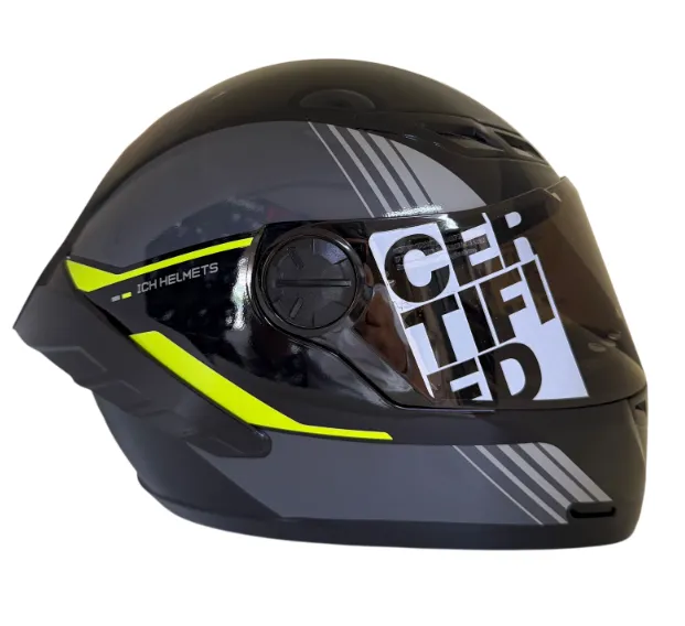 CASCO INTEGRAL ICH 501SP SLASA NEGRO GRIS OSCURO AMARILLO BRILLO VISOR NEGRO