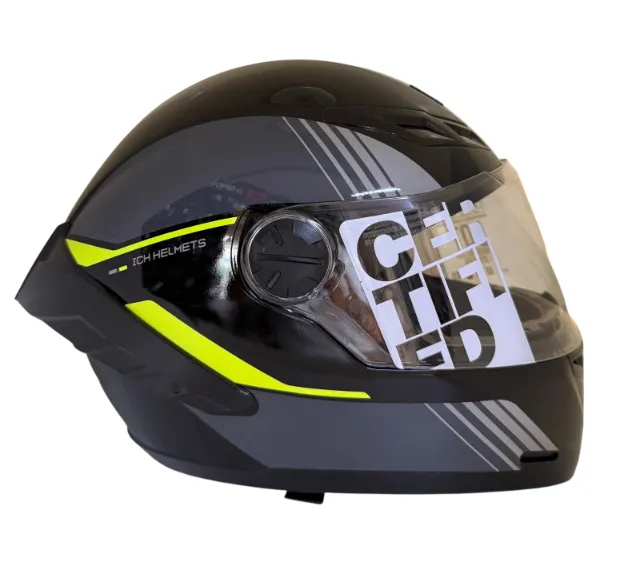 CASCO INTEGRAL ICH 501SP SLASA NEGRO GRIS OSCURO AMARILLO BRILLO VISOR TRANSPARENTE (S)