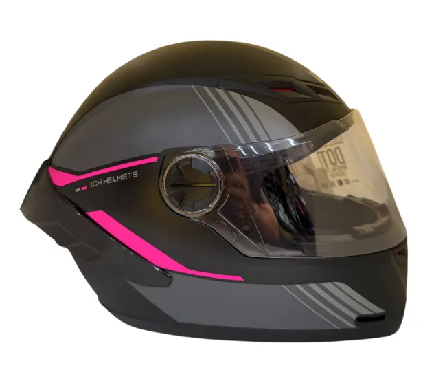 CASCO INTEGRAL ICH 501SP SLASA NEGRO FUCSIA GRIS MATE VISOR TRANSPARENTE
