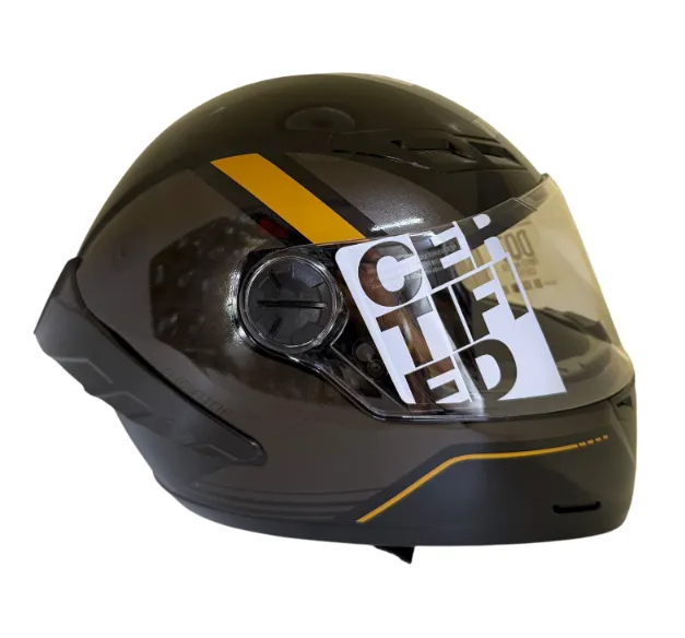CASCO INTEGRAL ICH 501SP DINGO NEGRO GRIS OSCURO DORADO BRILLO VISOR TRANSPARENTE