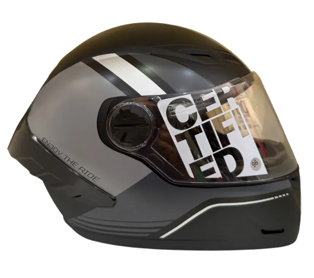 CASCO INTEGRAL ICH 501SP DINGO NEGRO GRIS OSCURO SILVER MATE VISOR TRANSPARENTE