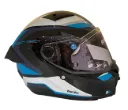 CASCO INTEGRAL SPARTAN FENIX TURB B7 NEGRO BLANCO AZUL BRILLO