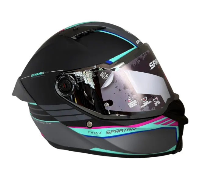 [592208] CASCO INTEGRAL SPARTAN FENIX SLAB X18 NEGRO GRIS TURQUESA ROSADO MATE (S)