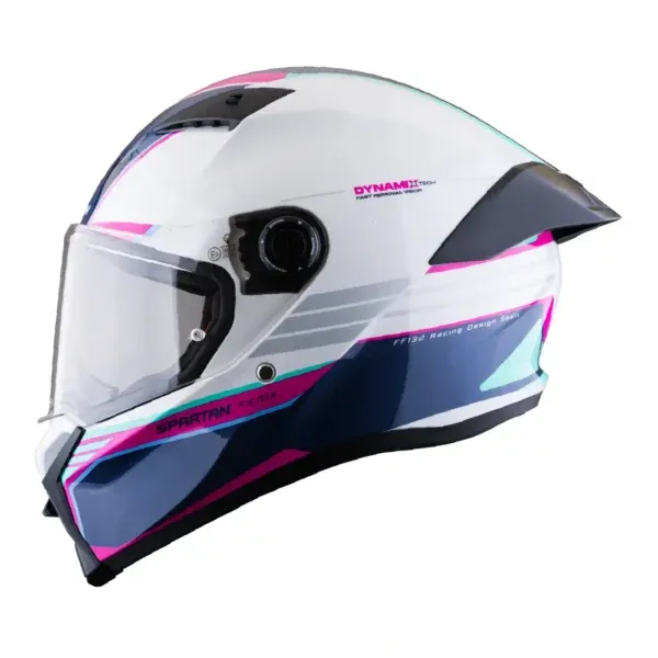 CASCO INTEGRAL SPARTAN FENIX SLAB X8 BLANCO TURQUESA ROSADO BRILLO