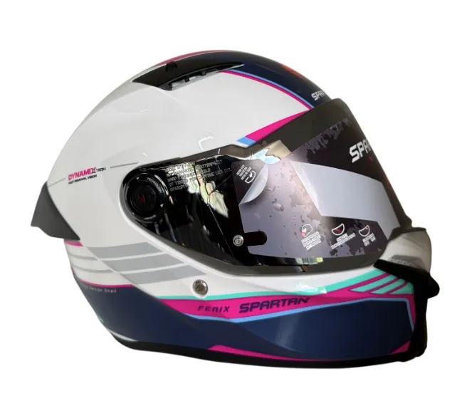 [592246] CASCO INTEGRAL SPARTAN FENIX SLAB X8 BLANCO TURQUESA ROSADO BRILLO (S)