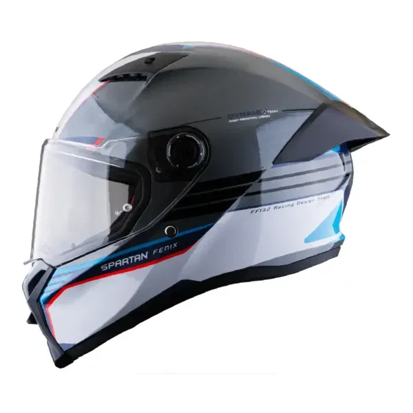 CASCO INTEGRAL SPARTAN FENIX SLAB C2 GRIS BLANCO AZUL BRILLO