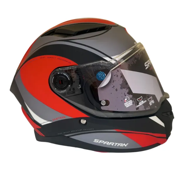 CASCO INTEGRAL SPARTAN DOBLE VISOR PANTHER CV B5 NEGRO ROJO MATE (S)