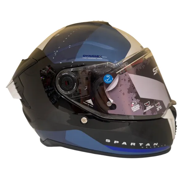 CASCO INTEGRAL SPARTAN DOBLE VISOR HAWK EVO RUSH Z17 NEGRO AZUL BLANCO BRILLO