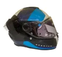 CASCO INTEGRAL SPARTAN DOBLE VISOR HAWK EVO RUSH B7 AZUL BLANCO BRILLO