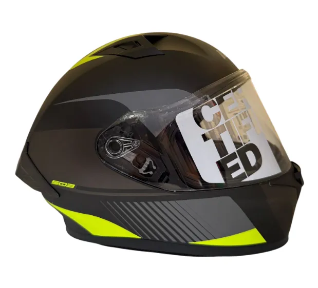 CASCO INTEGRAL ICH 503 ZEIBA NEGRO GRIS OSCURO AMARILLO MATE VISOR TRANSPARENTE (S)