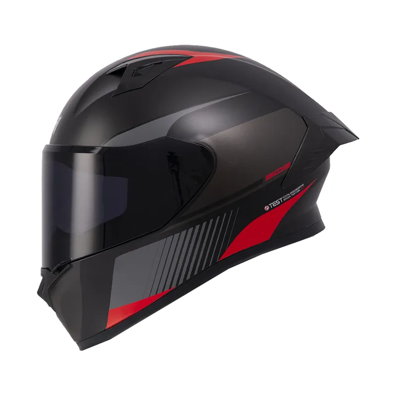CASCO INTEGRAL ICH 503 ZEIBA NEGRO GRIS OSCURO ROJO MATE VISOR NEGRO (S)
