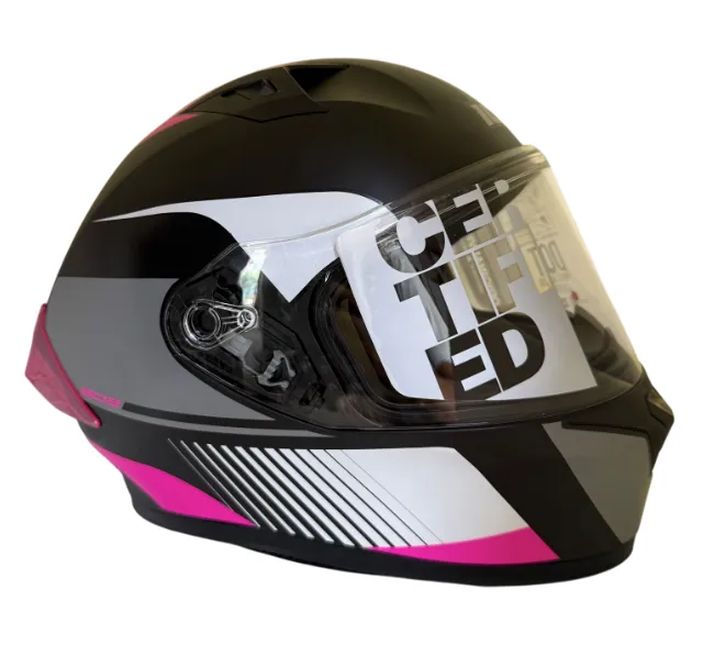 [203833] CASCO INTEGRAL ICH 503 ZEIBA NEGRO GRIS FUCSIA BRILLO VISOR TRANSPARENTE (S)
