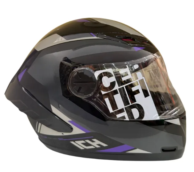 CASCO INTEGRAL ICH 501SP BRAZUK NEGRO GRIS OSCURO MORADO BRILLO VISOR TRANSPARENTE