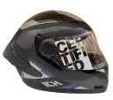 CASCO INTEGRAL ICH 501SP BRAZUK NEGRO GRIS OSCURO MORADO BRILLO VISOR TRANSPARENTE