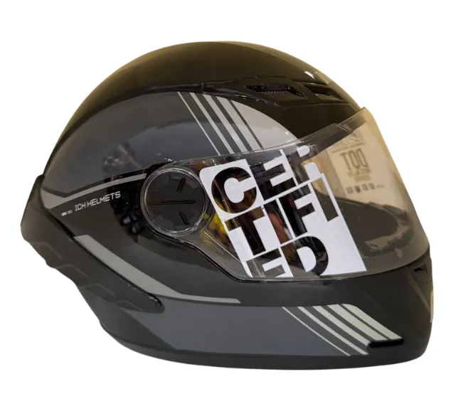 CASCO INTEGRAL ICH 501SP SLASA NEGRO GRIS OSCURO GRIS BRILLO VISOR TRANSPARENTE (S)