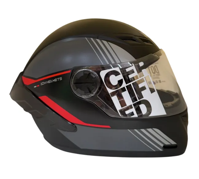 CASCO INTEGRAL ICH 501SP SLASA NEGRO ROJO GRIS MATE VISOR TRANSPARENTE