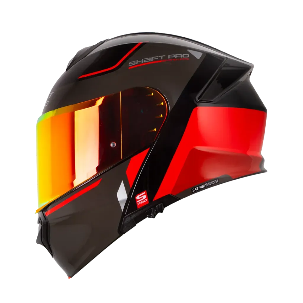 [189795] CASCO ABATIBLE SHAFT PRO 4000 EVO DOBLE VISOR LACED NEGRO ROJO BRILLO (S)