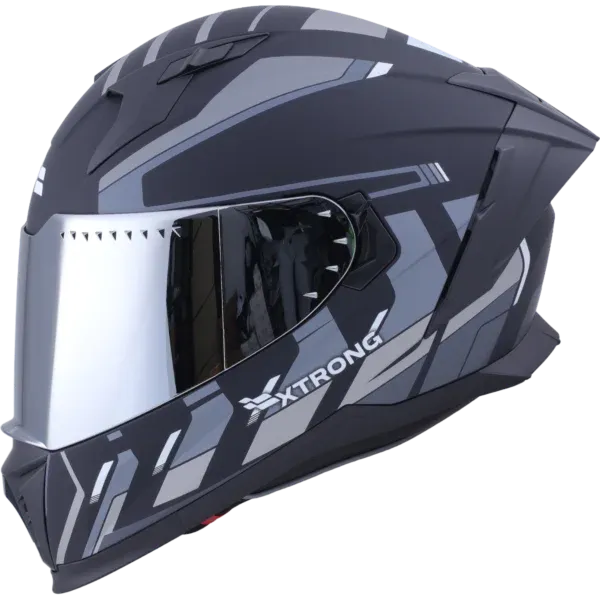 CASCO INTEGRAL XTRONG M69 MACH 1 NEGRO GRIS MATE VISOR PLATEADO (S)