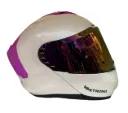 CASCO ABATIBLE XTRONG 918 BLANCO BRILLO SPOILER MORADO CROMADO VISOR MORADO