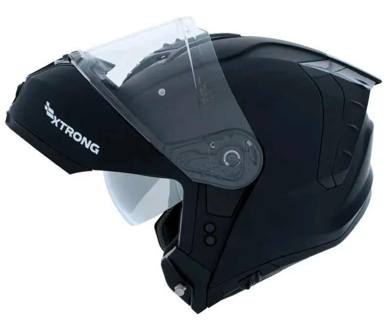CASCO ABATIBLE XTRONG 918 NEGRO MATE SPOILER NEGRO VISOR TRANSPARENTE