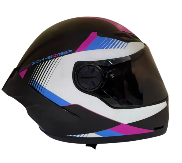 [210286] CASCO INTEGRAL ICH 501SP KYANU NEGRO GRIS CLARO FUCSIA MATE VISOR NEGRO (S)