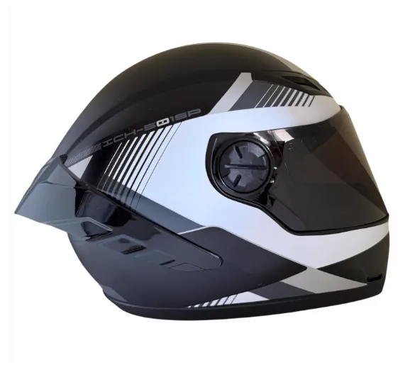 CASCO INTEGRAL ICH 501SP KYANU NEGRO BLANCO GRIS MATE VISOR NEGRO
