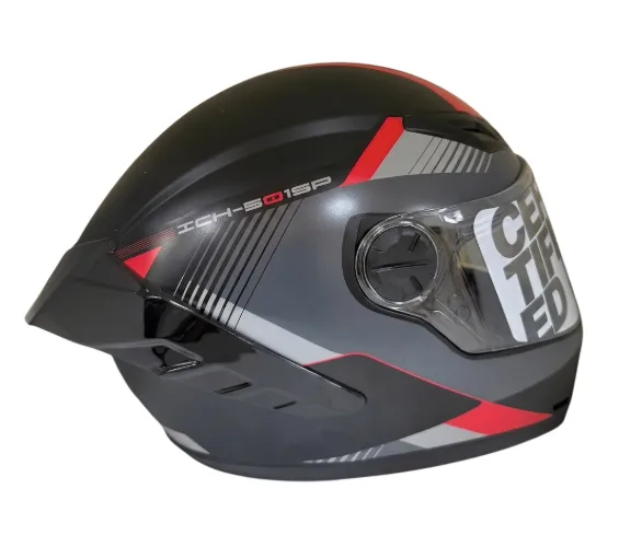 CASCO INTEGRAL ICH 501SP KYANU NEGRO GRIS OSCURO ROJO MATE VISOR TRANSPARENTE