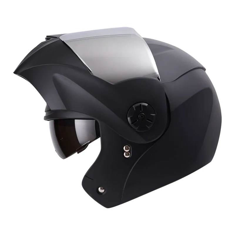 CASCO ABATIBLE ICH 3110 DOBLE VISOR SOLID NEGRO MATE VISOR SILVER (S)