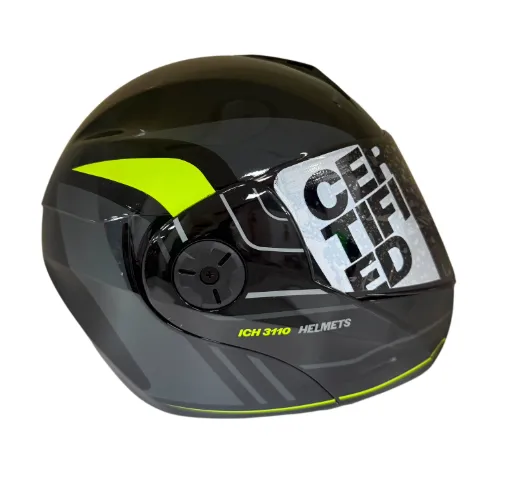 CASCO ABATIBLE ICH 3110 DOBLE VISOR REPLACED NEGRO GRIS OSCURO AMARILLO BRILLO VISOR NEGRO