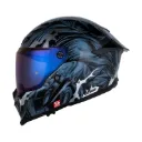 CASCO INTEGRAL SHAFT PRO 615 DOBLE VISOR WEREWOLF NEGRO AZUL OSCURO BRILLO
